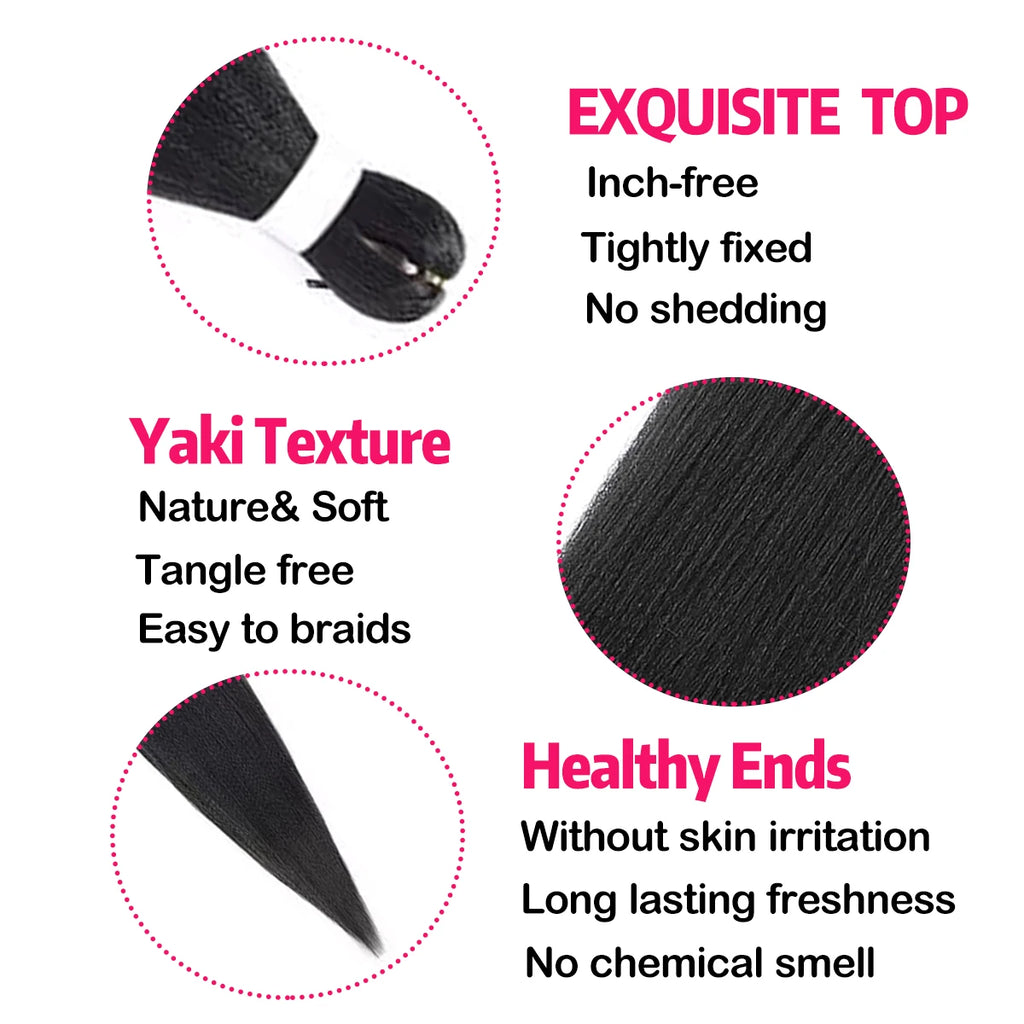 Sheila Beauty Pre-Stretched Braiding Hair — Soft Yaki Jumbo EZ Crochet Extensions (3-Strand Pack)