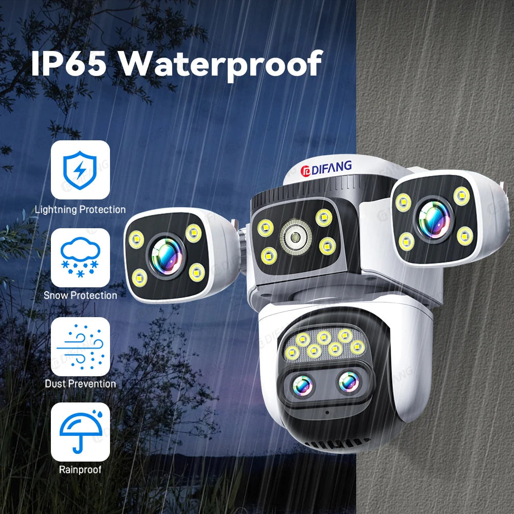 10K 20MP External IP Camera WiFi Surveillance Outdoor Four Lens PTZ 10X Optical Zoom CCTV Security Protection New