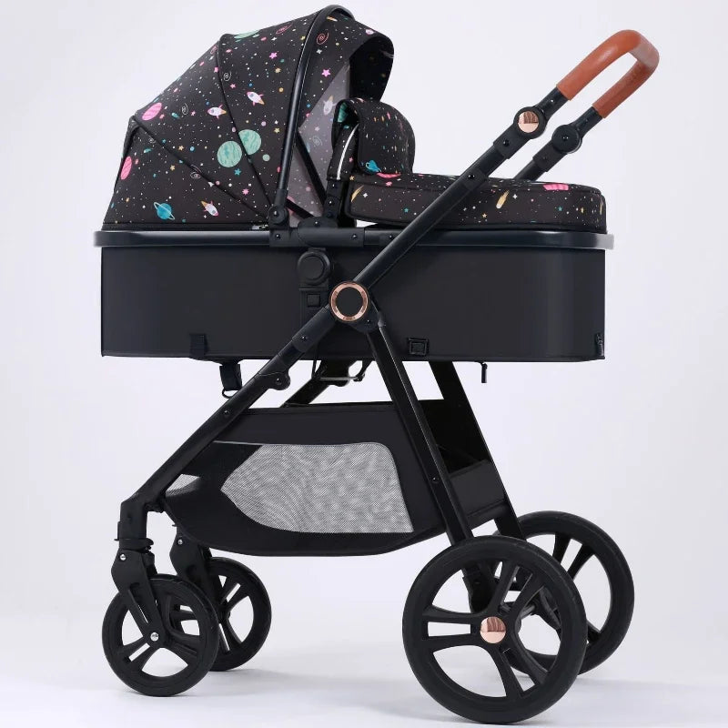 Multifunctional Three-in-one Stroller Lightweight Children's Stroller Deluxe High Landscape Stroller Foldable Newborn Carriage