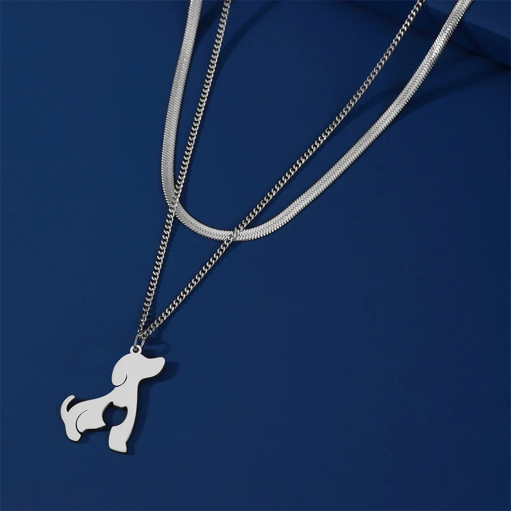 Skyrim Cat & Dog Pendant Necklace — Stainless Steel Animal Charm Jewelry