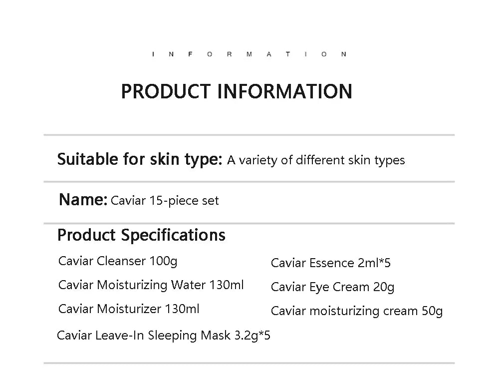 Facial Skin Care Set With Box Caviar Essence Face Serum 15pc Set Moisturizing Skincare Kit Beauty Health Korean Facial Skin Care