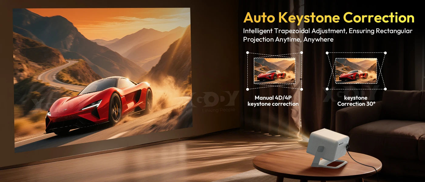 XGODY A6 PRO 4K Native 1080P 650 ANSI Smart Projector AI Auto focus Keystone Correction 360° Portable Projector  Home Cinema