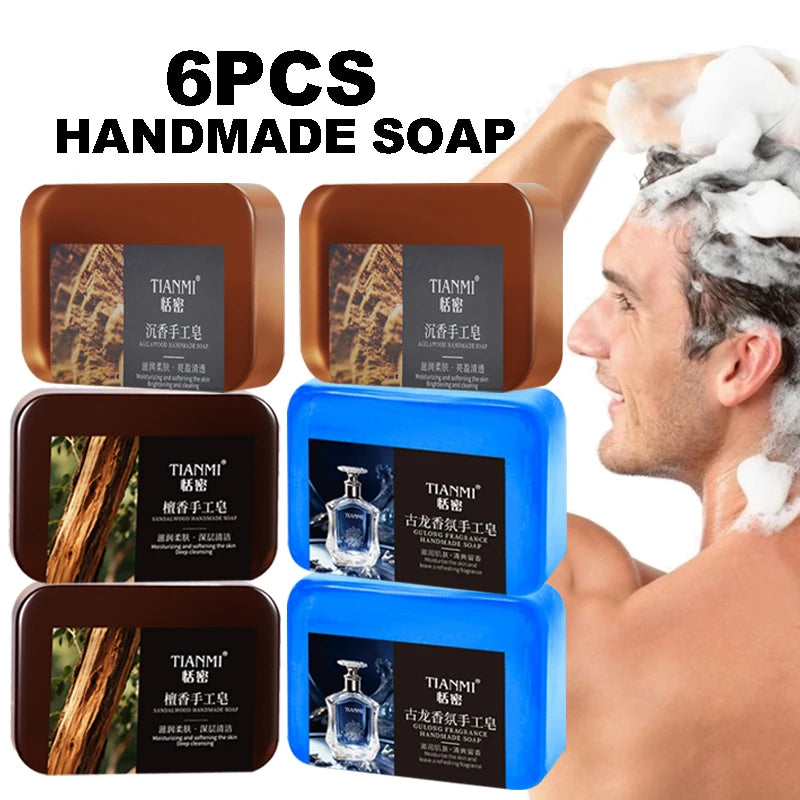 Men's handmade soap, cologne soap, agarwood soap, last soap, three in one, cleanses the face, hair, bathes the whole body,