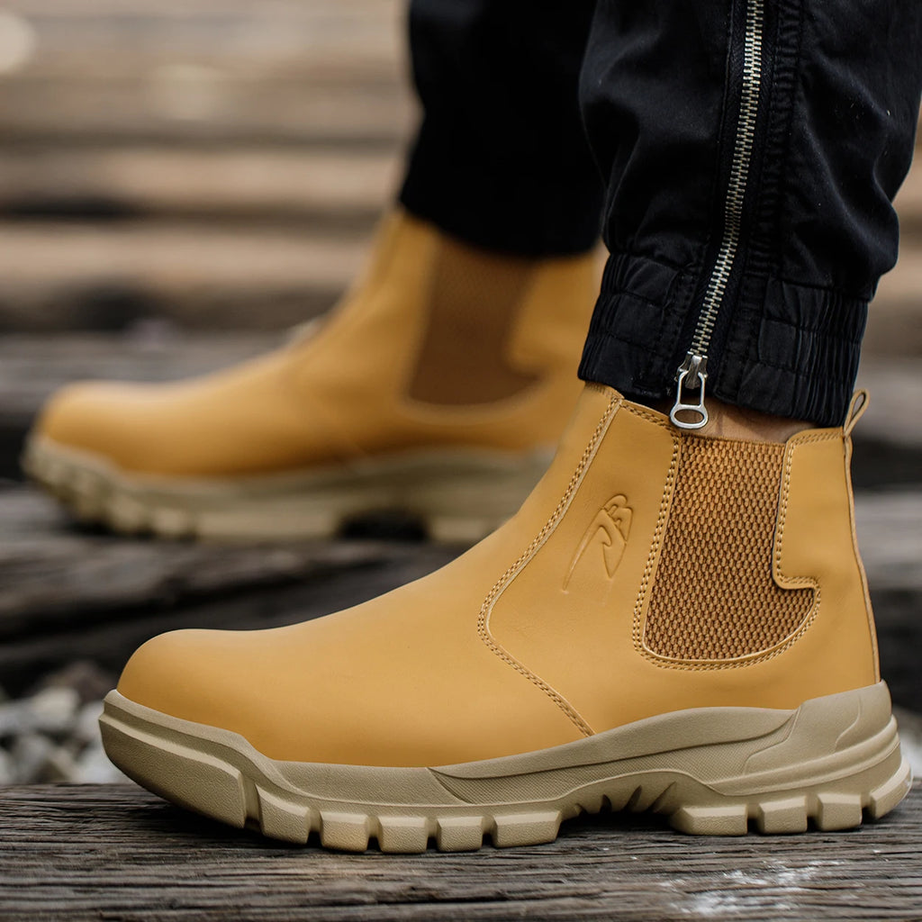 Waterproof Men's Safety Work Boots Steel Toe Shoes Anti Impact And Anti-Puncture Outdoor Adventure Hiking Tactical Boots