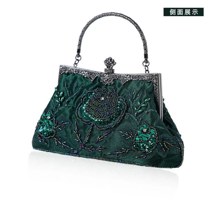 Retro Handmade Beaded Embroidered Dinner Bag Chic Festive Bride Bolsos Lujosos Marcas Famosas Luxury Designer Bags High Quality