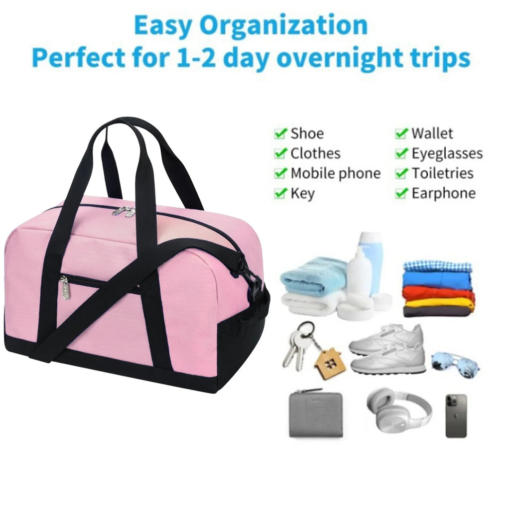 Fitness bag, handbag crossbody bag,luggage bag, lightweight multi compartment,double zipper design,suitable for overnight travel