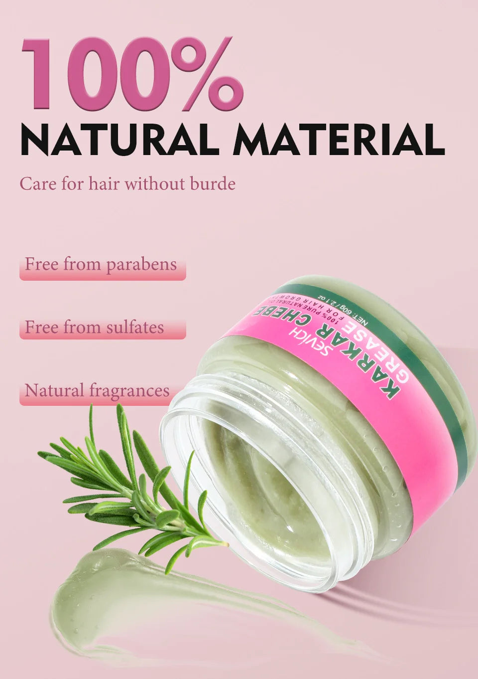 Sevich KARKAR Hair Butter – 100% Pure Natural Chebe & Kaka Oil Hair Growth & Repair Treatment (60g)