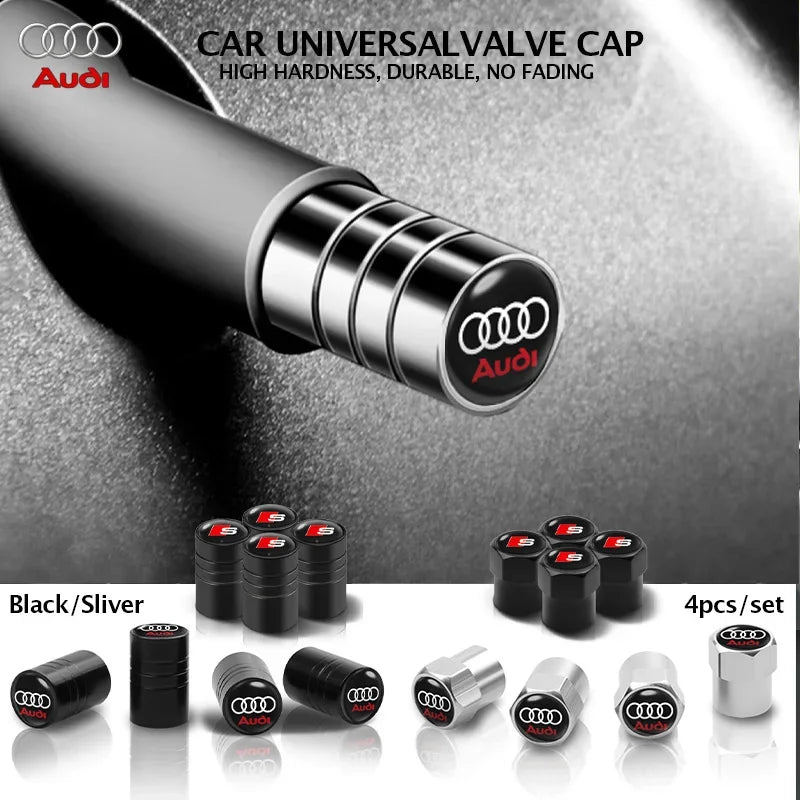 Metal Tire Valve Caps Set of 4 – Stem Covers for Audi Models