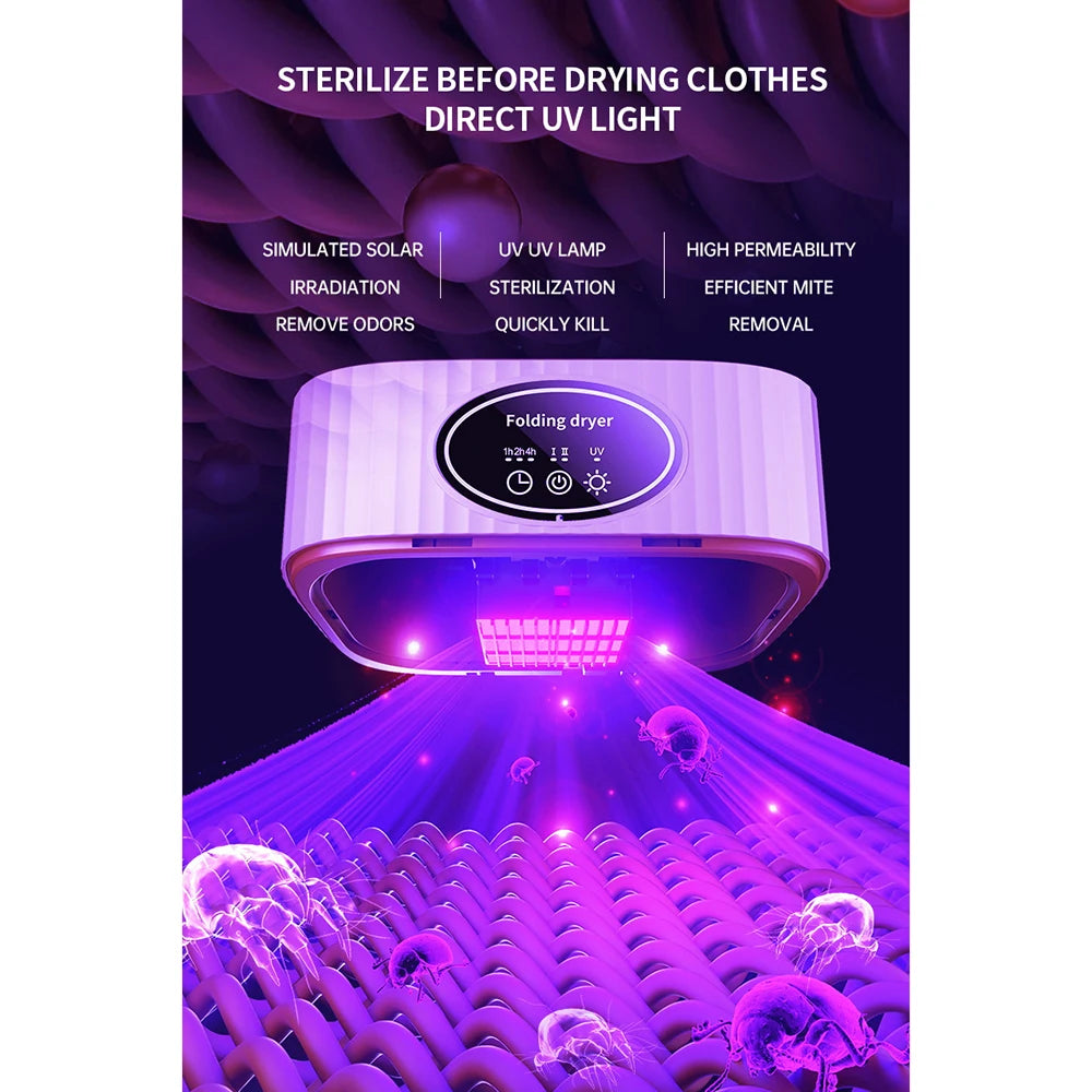 Folding Portable Clothes Dryer Mini Electric Laundry Dryer Hang Drying Rack Machine for Home Room Travel 110V 220V 전기의류건조 의류건조기