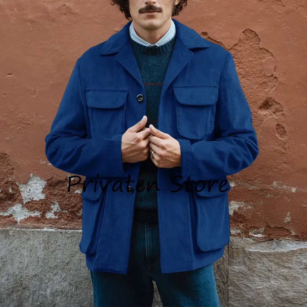 Men’s Corduroy Jacket — Single-Breasted Casual Coat (Spring/Autumn)