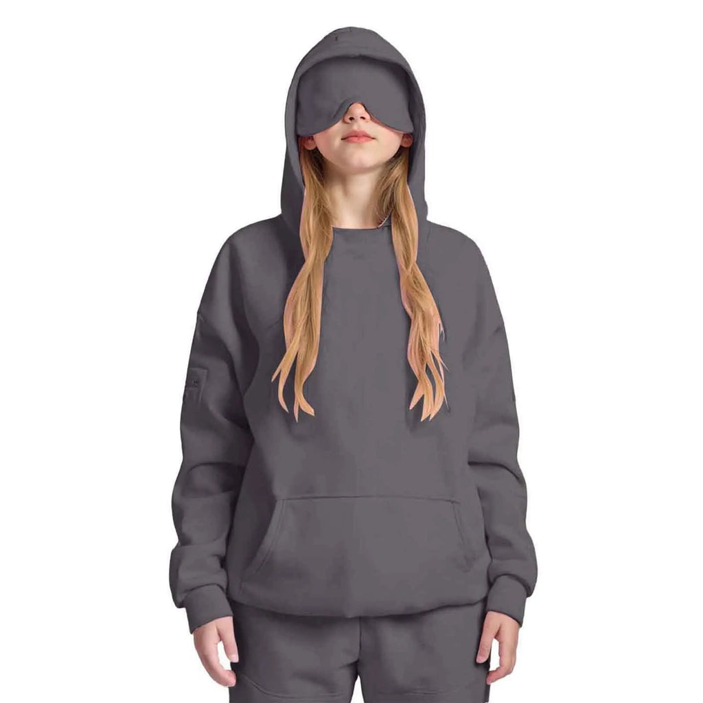 Plus Size Hoodie with Built-In Eye Mask – Oversized Travel Pullover