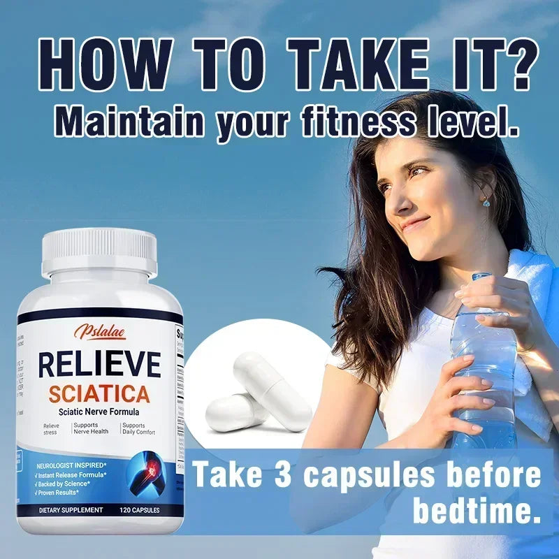 Relieve Sciatica Capsules - Reduce Joint Pai,Restore Mobility, Balance Inflammation,Support Nerve & Bone Health - 120 Capsules ﻿