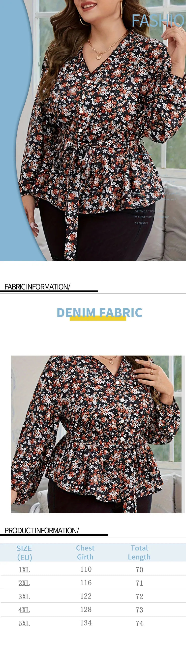 Women’s Plus Size Floral Open-Front Shirt – Prairie Chic Lightweight Blouse (1XL–5XL)