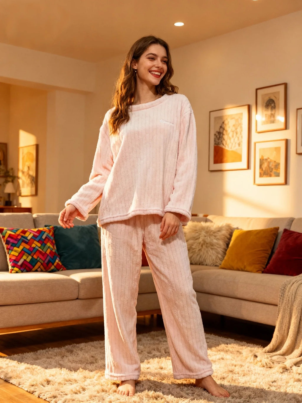 Pyjamas Women Winter Woman Pajamas Warm Women's Pajamas With Pants Pyjama Femme Ensemble Fleece-lined Set Loungewear Sets Woman