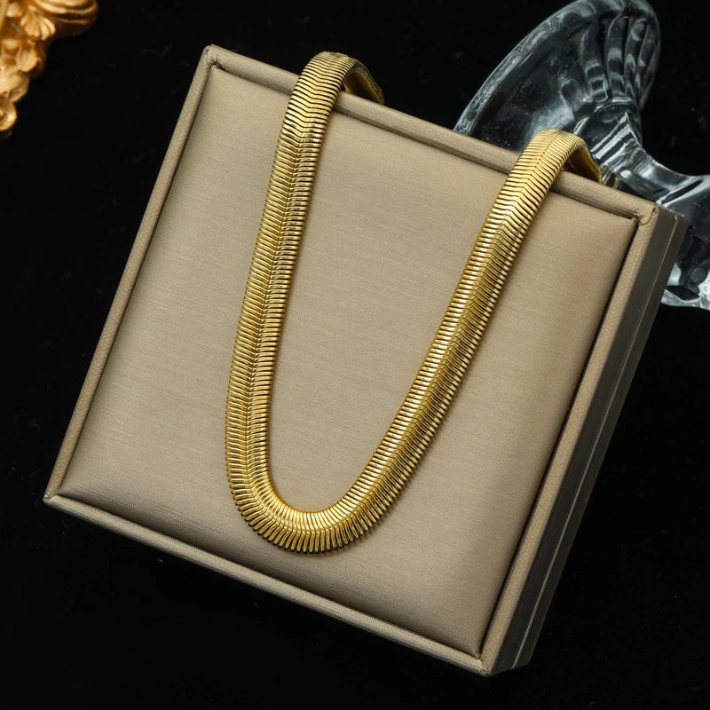 316L Gold Stainless Steel Chain Necklace | Trendy Punk Waterproof Jewelry for Women