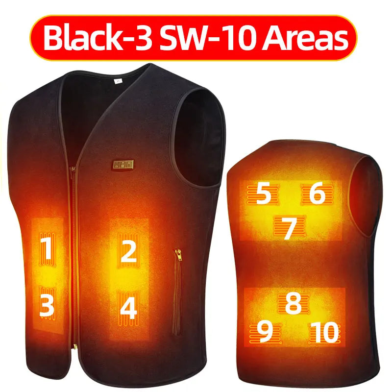 Smart Fleece Heated Vest Men USB Electric Self Heating Vest Women Rechargeable Heated Jacket Thermal Hunting Heated Clothes