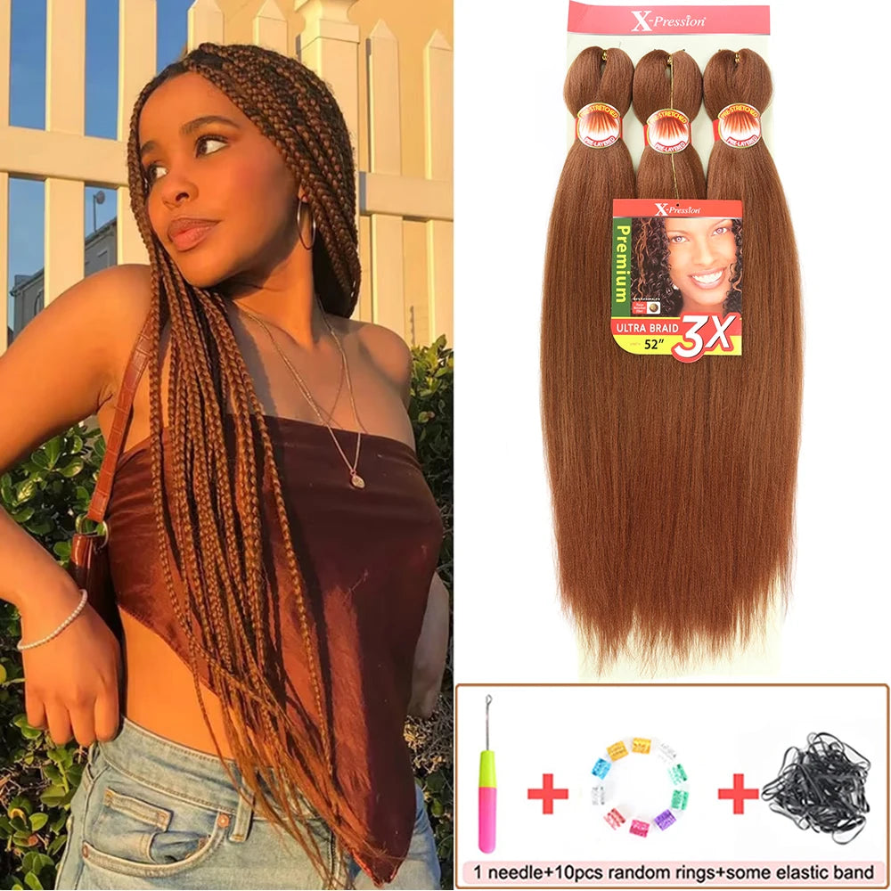 Braiding Hair Pre Stretched 26 Inch 3 Packs Yaki Braiding Hair For Braids Hot Water Setting Synthetic Crochet Hair Extensions