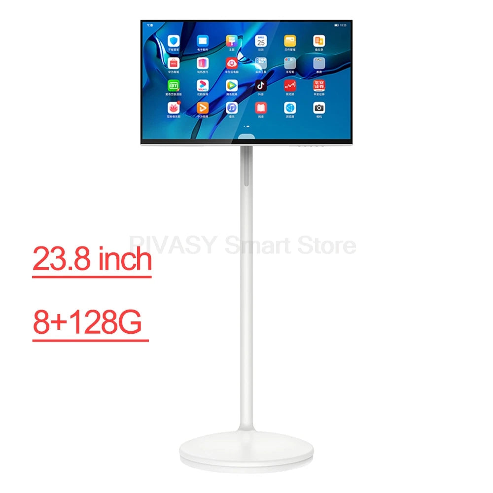 Touch Screen 32 Inch Android Smart TV Stand 10000mAH High-Battery 8+128G 4K UHD Device Rotatable Movable Monitor for Gym Live