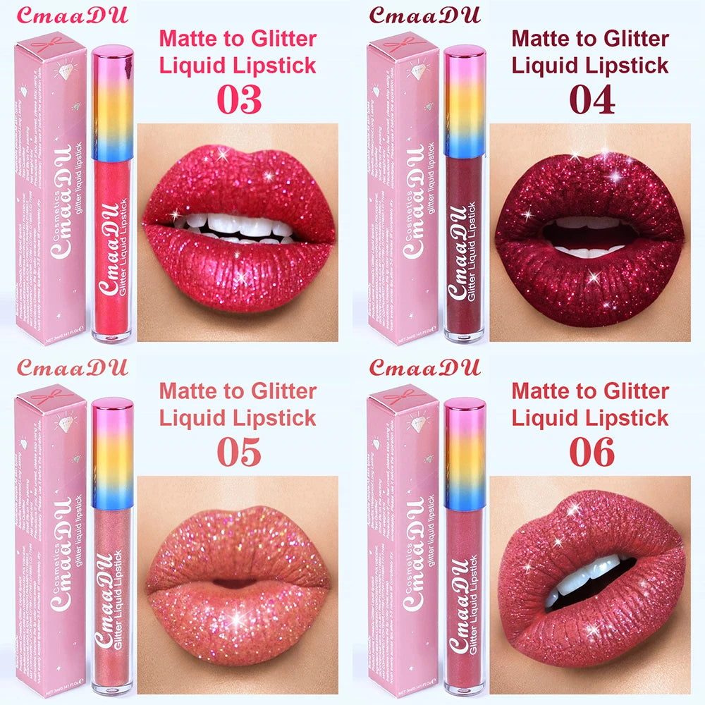 Pearlescent Shimmer Lip Gloss Lipstick Glitter Plumping Waterproof High Shine Lightweight Coral Metallic Y2K Daily Party Makeup