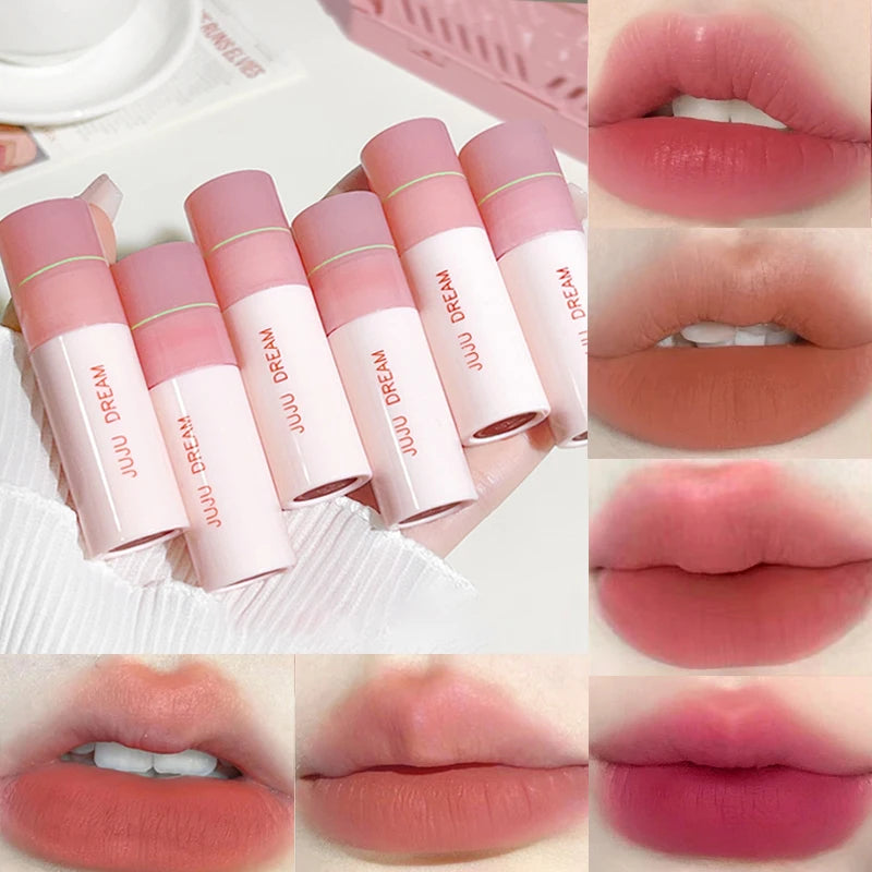 JUJU DREAM 6 Color Matte Lip Glaze - Long-lasting, colourless, non-stick cup velvet, student-friendly, brightening nude lipstick