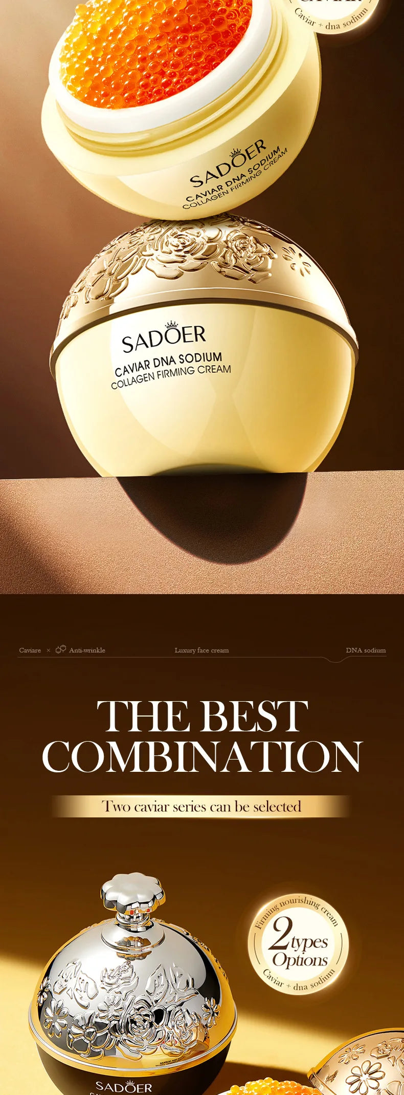 Anti-Wrinkle Face Cream Collagen Pearl Firming Lift Fade Fine Lines Caviar Moisturizing Smooth Brighten Korean Skin Care Product