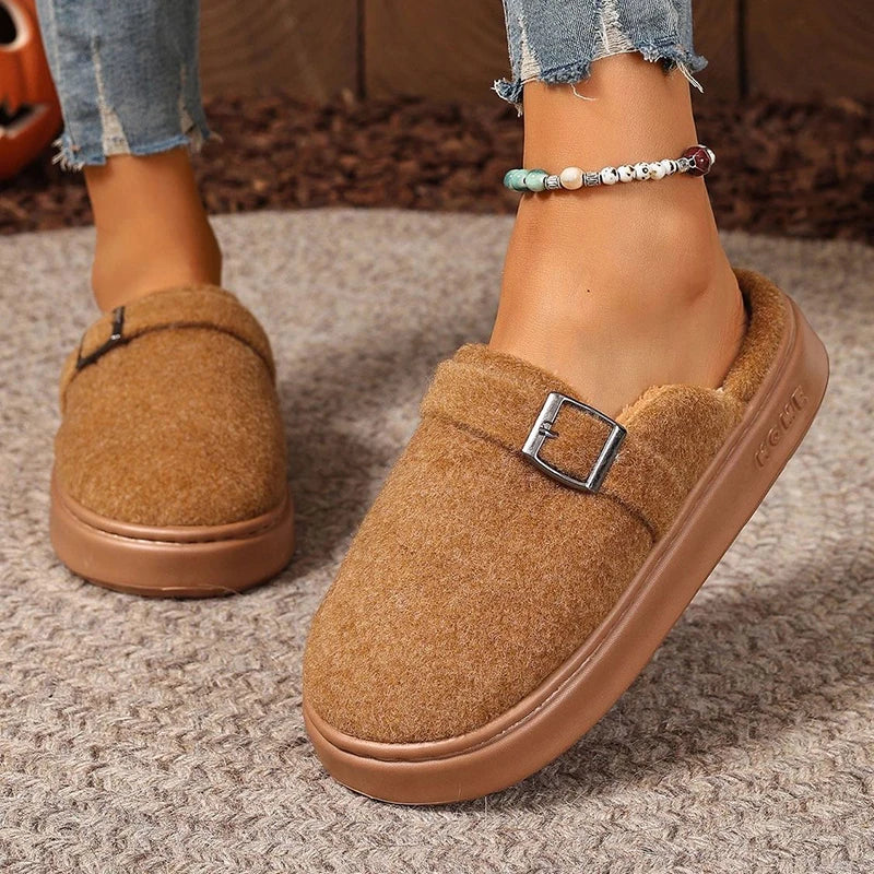 Winter Women's Slippers Home Plush Luxury Designer Woman Shoes Indoor Fluffy Fashion Platform Fuzzy Fur Slides Elegant Flat Soft