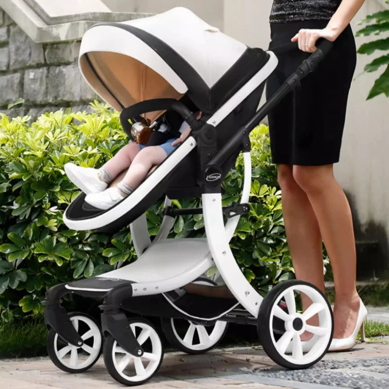 Portable Luxury Baby Stroller Two-in-one Baby Stroller,Lightweight and Foldable High-view Baby Stroller  Adjustable Armrests