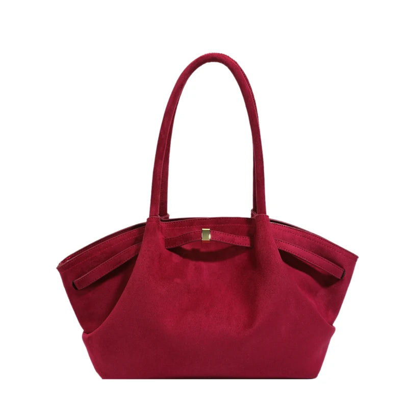 2025 Women Suede Tote Bag with Inner Pocket Underarm Bag Large Capacity Solid Color Satchel Bags for Work Travel Purses Handbags