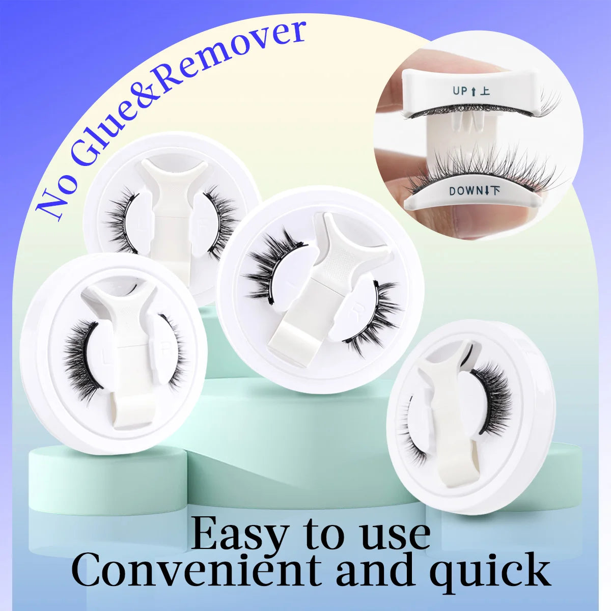 SHIDISHANGPIN 3D Magnetic False Eyelashes — Reusable, Glue-Free, Natural Long & Fluffy Look (1 Pair + Curler)