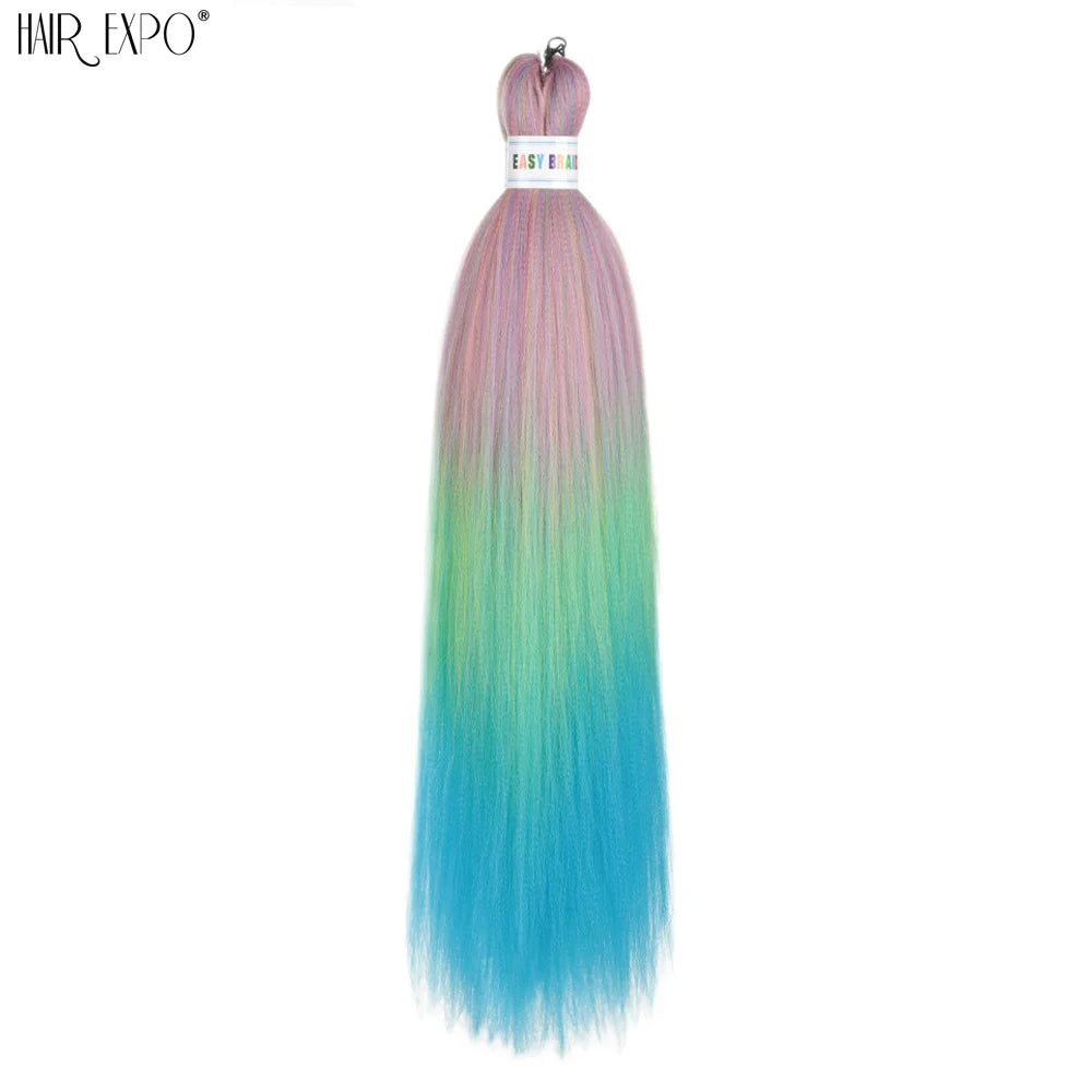26Inch Easy Braids Hair Synthetic Colourful Pre Stretched Braiding Hair Extensions Jumbo Braids Ombre Yaki Long Straight Hair