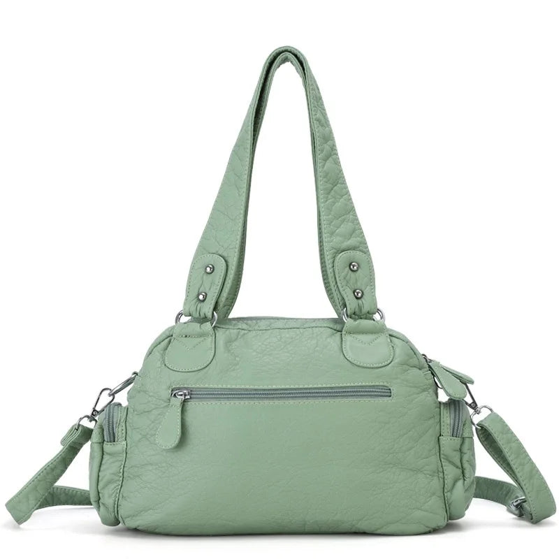 Angel kiss Women Handbags Satchel Top-handle Handbag PU Shoulder Bag Roomy Pocket  Pack Multi-pockets Shoulder Purse Bags