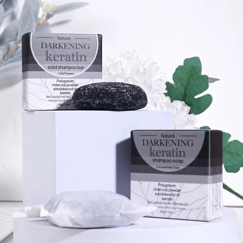 Men's Shampoo Bar Black Soap Nourishes Dark Hair Deeply Cleanses Summer Refreshing Solid Shampoo Soap