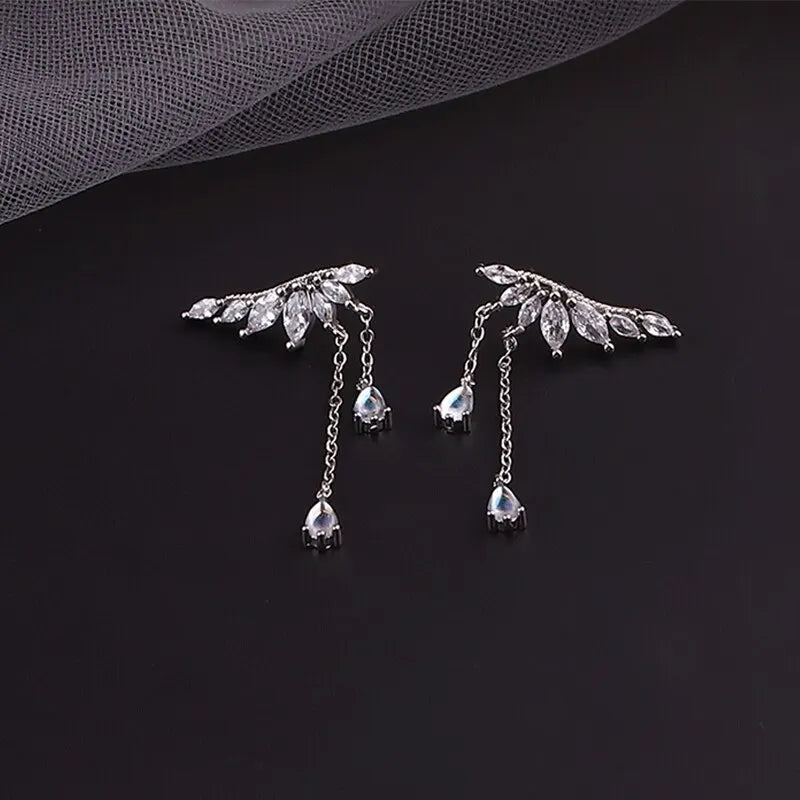 Silver Star Tassel Drop Earrings | Cubic Zircon Splittable Dangle Jewelry for Women