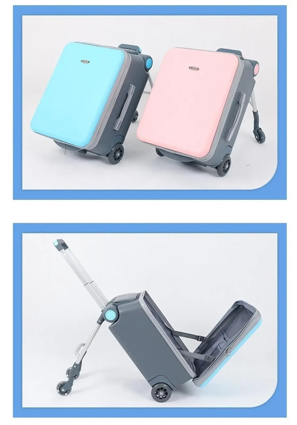 Kid Suitcase Luggage with Spinner Wheels,Large Suitcases with Child Seat Design,20 Inch Hardside Carry on Luggage for Travel