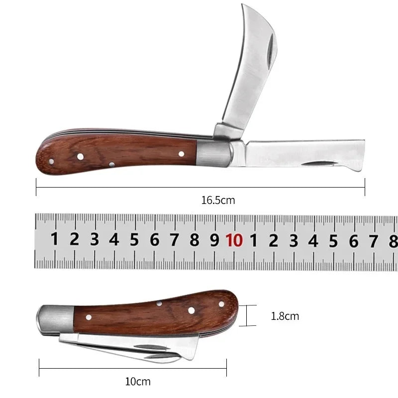 Folding Grafting Knife – Wooden Handle Fruit Tree Grafting Tool