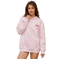 Women’s Coconut Tree Embroidered Hoodie – Loose Waffle-Knit Pullover