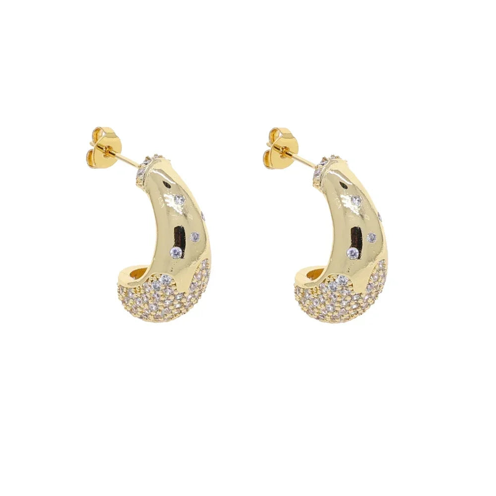 2025 Gold-Plated Waterdrop Earrings | Paved Cubic Zircon Studs for Women
