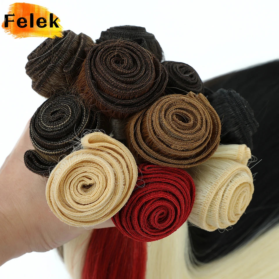 1Pc Straight Hair Bundles Synthetic Natural Hair Weaving 613 Blonde Bundle Hair Extensions Ombre Red Brown Weave Long Fiber Hair