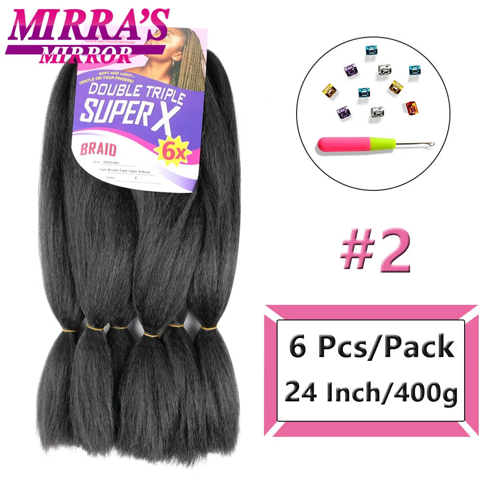 Jumbo Box Braids 400 Gramas Large YAKI Texture 6X Synthetic Braiding Hair  Pre-stretched African Braid Extensions Mirra's Mirror