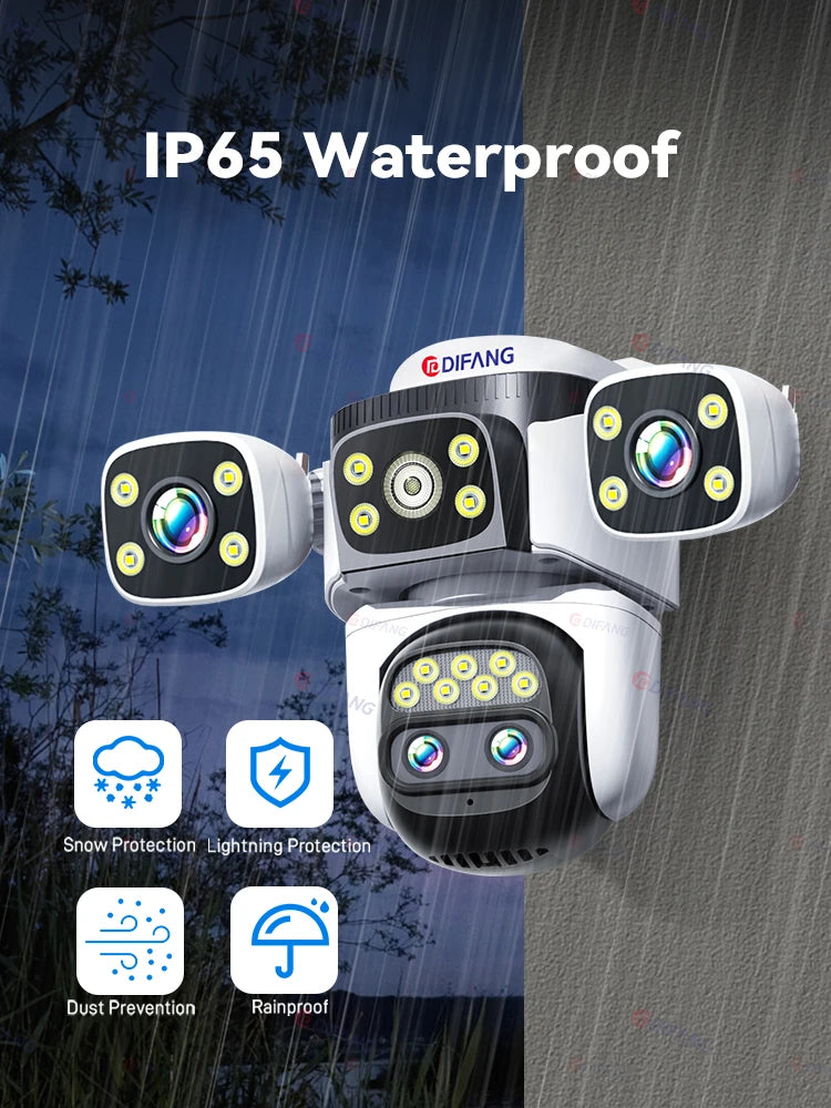 Outdoor 10K WiFi6 Camera 20MP 10X Optics Zoom Three Screen Four Len PTZ Automatic Tracking 6K Dual Lens Waterproof Security CCTV