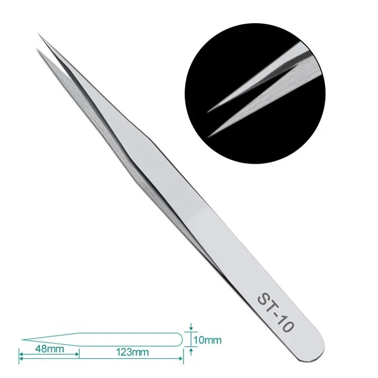 Stainless Steel Anti-static ESD Stainless Steel Tweezers Maintenance Industrial Precision Curved Straight Tweezers Repair Tool