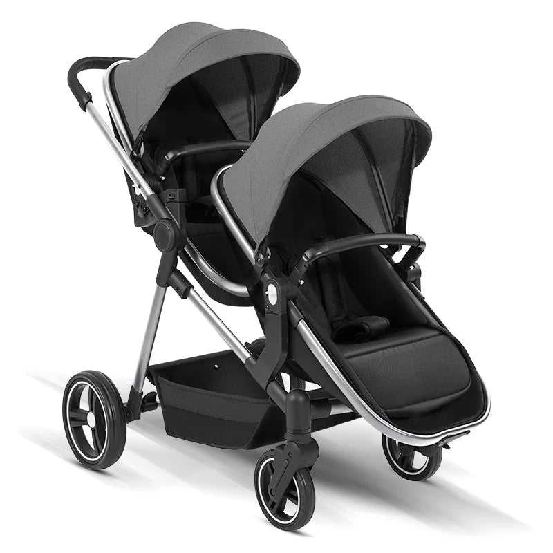 Twin Stroller Baby Double Stroller 0~8 Years Old Baby Stroller Lightweight Folding Boardable Multifunctional Two-way Stroller