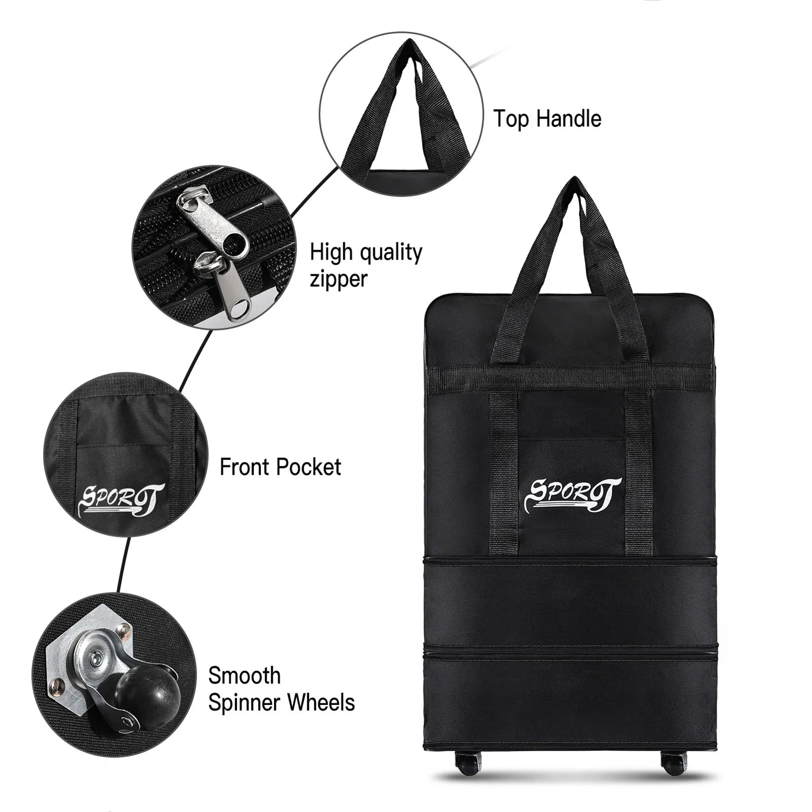 Expandable Foldable Suitcase Collapsible Rolling Travel Luggage Bag for Men Women travel luggage bag