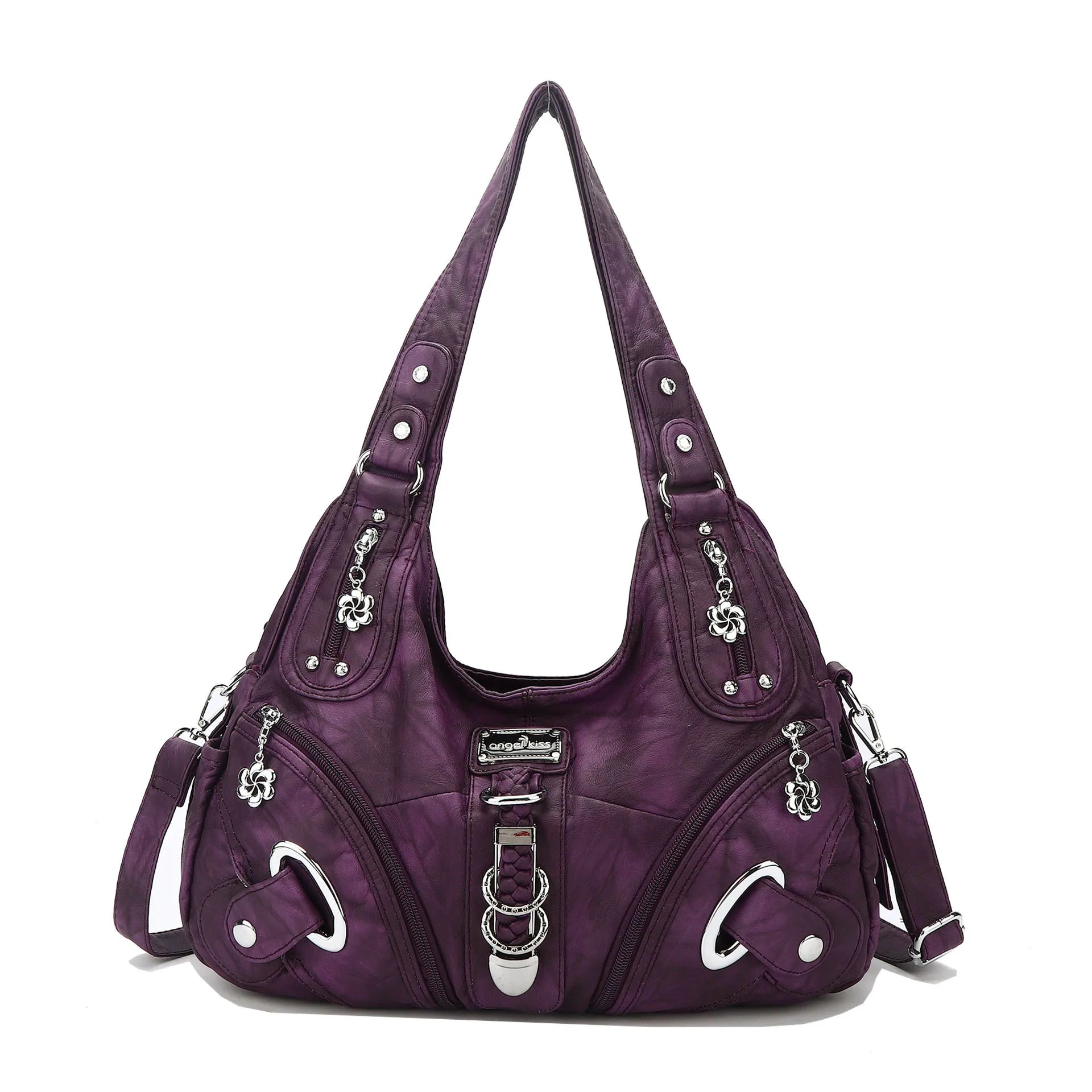 Angel kiss Women Handbags Fashion Shoulder Bag Large Black Tote Top-handle Shopping Pack Multiple Pockets Satchel Lady  Purse