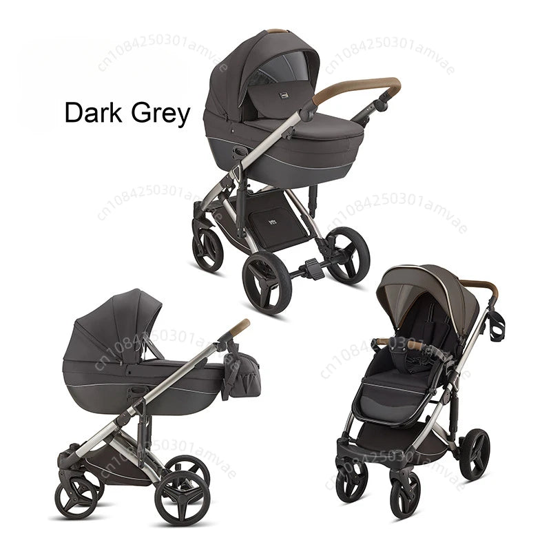 Deluxe Baby Stroller 2 in 1 High View Comfortable Baby Stroller Foldable Portable Travel Baby Carriage with Mother Bag