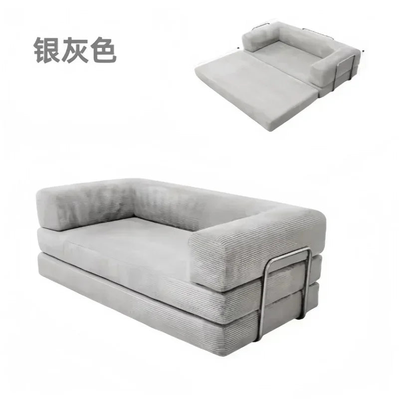 2025 New Elegant Italian Compressed Sofa Minimalist Retro Corduroy Sofa Bed Foldable Washable Customizable for Living Room