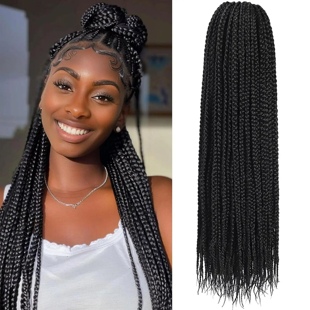 30inch Crochet Box Braids Hair pre looped Goddess Box Braids Crochet Braiding Hair 1/5/7 Packs Crochet Box Braids Synthetic Hair
