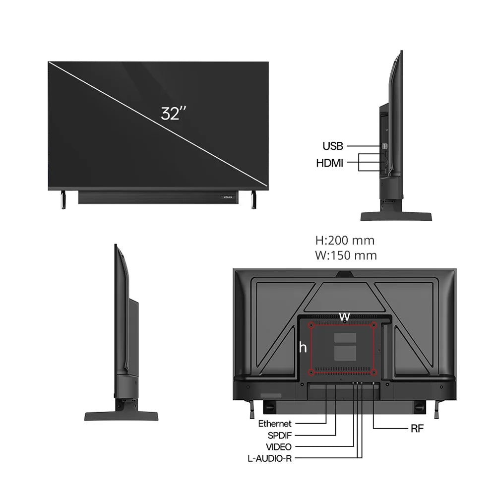 KONKA 32" Smart TV Tizen OS Powered By SAMSUNG Built-in 30W Soundbar HDR10 V-Max Display Theater Audio Dynamic Sound 1Y Warranty