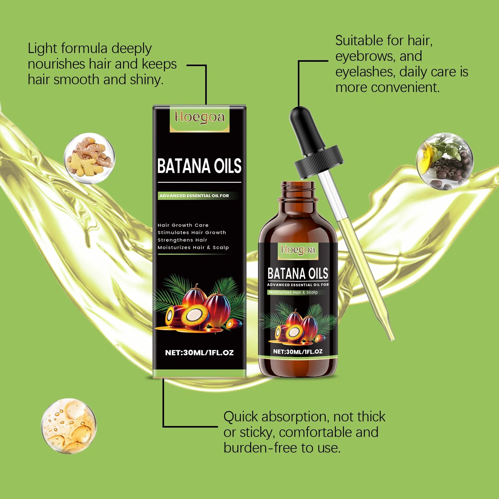 Hoegoa Pure Batana Hair Growth Oil – 30ml Revitalizing & Strengthening Scalp Treatment