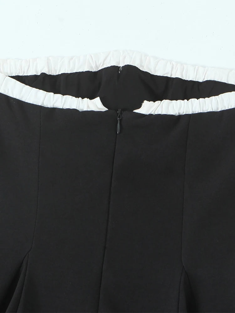 Chu Sau beauty Women New Fashion Sweet Bow Tie Chic Patchwork Mini Dress Sexy Slim Backless Vintage Strapless Short Dresses